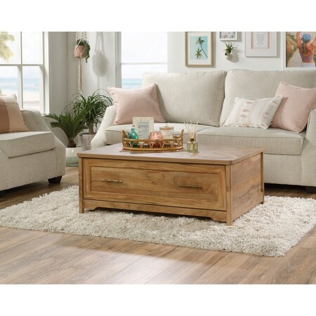 Sauder Coral Cape Coffee Table Sma , Durable, 1 in. thick top with herringbone pattern 423809